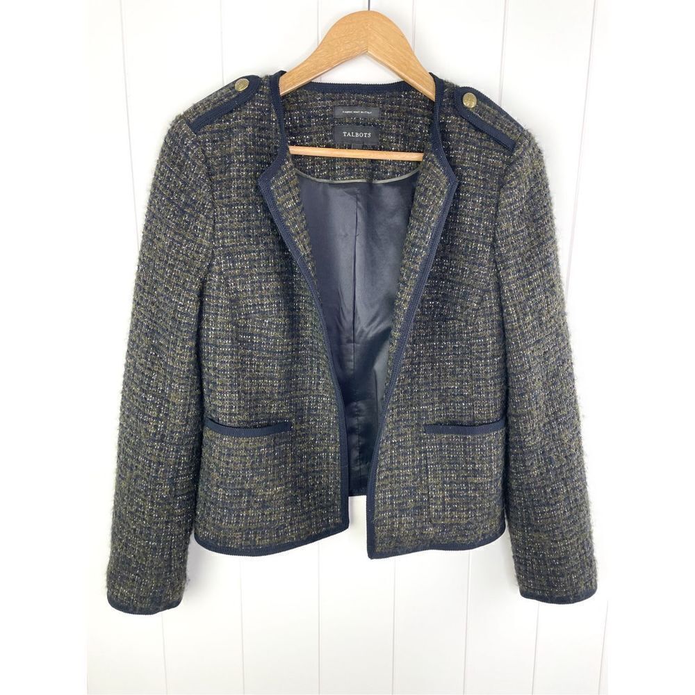 Talbots Italian Fabric Wool Alpaca Blend Tweed‎ Blazer 6